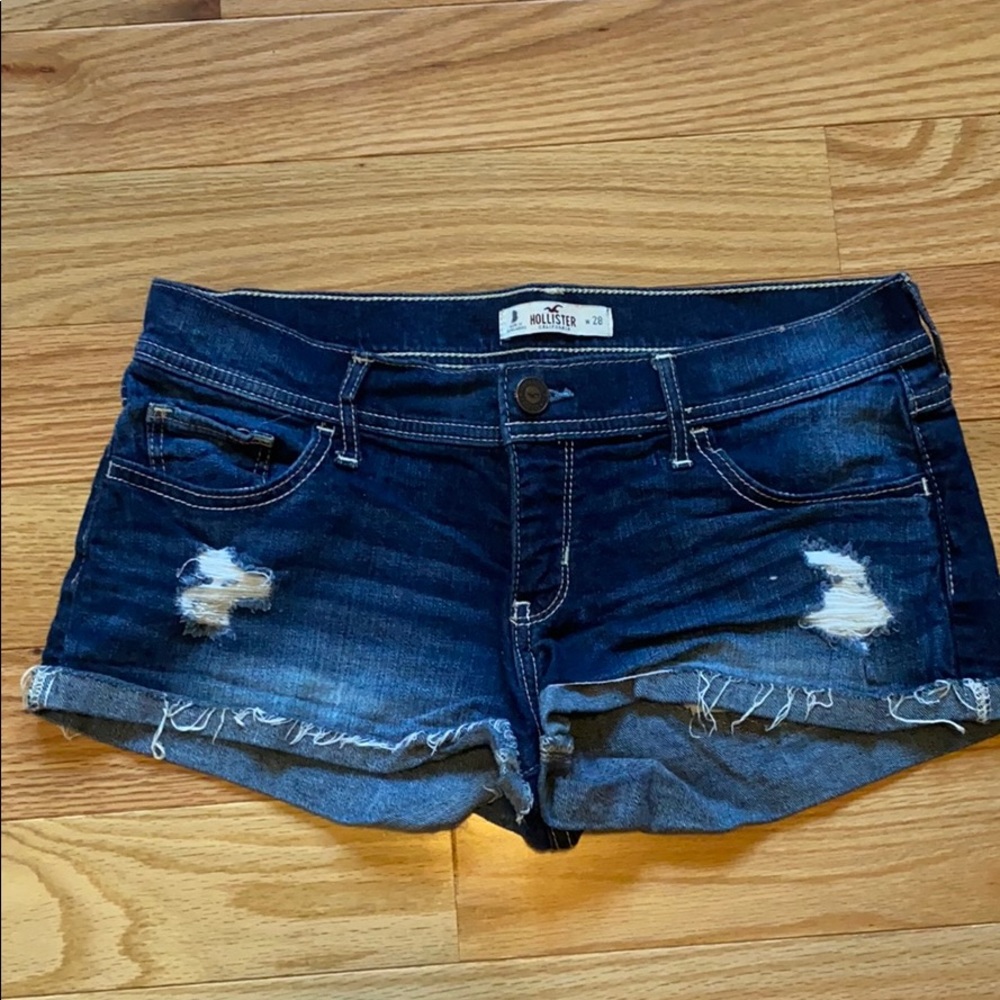 Dark wash denim shorts